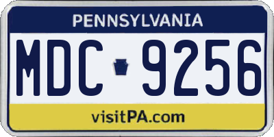 PA license plate MDC9256