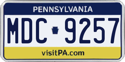 PA license plate MDC9257