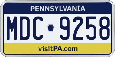 PA license plate MDC9258
