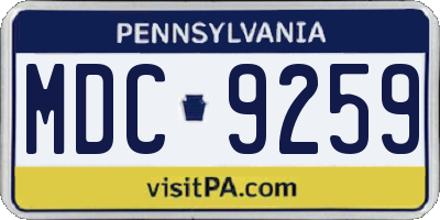 PA license plate MDC9259