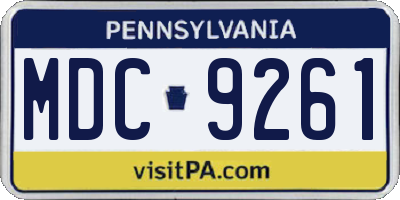 PA license plate MDC9261