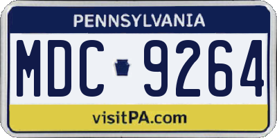 PA license plate MDC9264