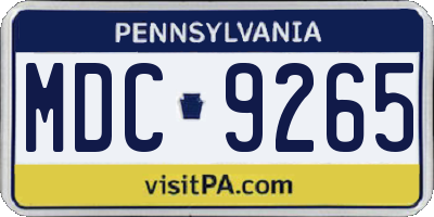 PA license plate MDC9265