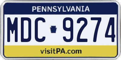 PA license plate MDC9274