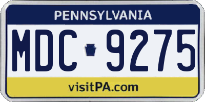 PA license plate MDC9275