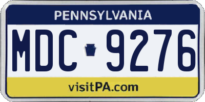 PA license plate MDC9276