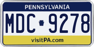 PA license plate MDC9278