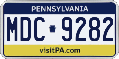 PA license plate MDC9282