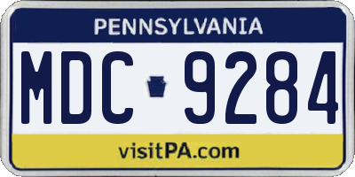 PA license plate MDC9284