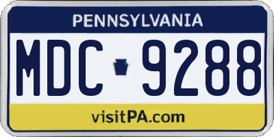 PA license plate MDC9288
