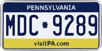 PA license plate MDC9289
