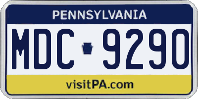 PA license plate MDC9290