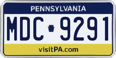 PA license plate MDC9291