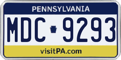 PA license plate MDC9293