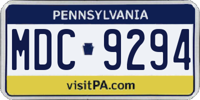 PA license plate MDC9294