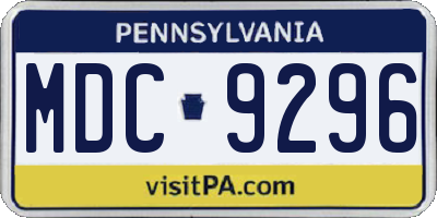 PA license plate MDC9296