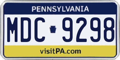 PA license plate MDC9298
