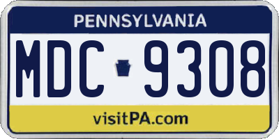PA license plate MDC9308
