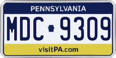 PA license plate MDC9309