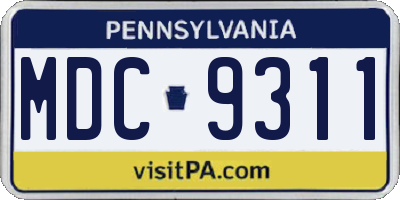 PA license plate MDC9311