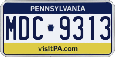 PA license plate MDC9313