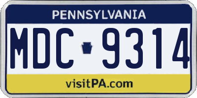PA license plate MDC9314