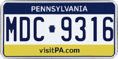 PA license plate MDC9316