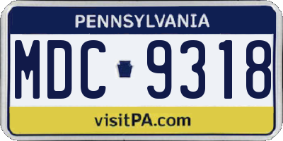 PA license plate MDC9318