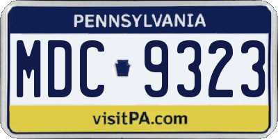 PA license plate MDC9323