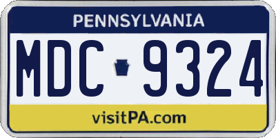 PA license plate MDC9324