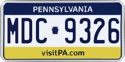 PA license plate MDC9326