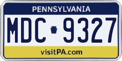 PA license plate MDC9327