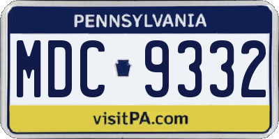 PA license plate MDC9332