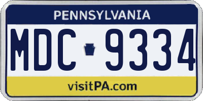 PA license plate MDC9334