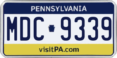 PA license plate MDC9339