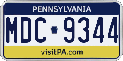PA license plate MDC9344