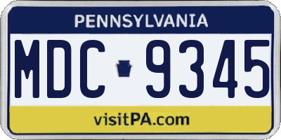 PA license plate MDC9345