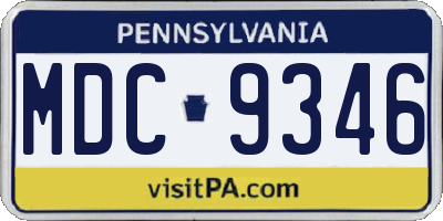 PA license plate MDC9346