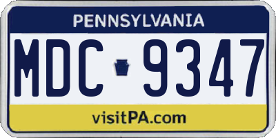 PA license plate MDC9347