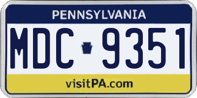 PA license plate MDC9351
