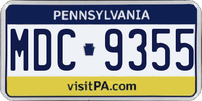 PA license plate MDC9355