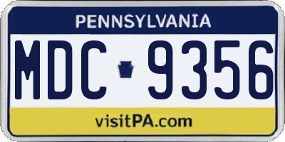 PA license plate MDC9356