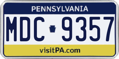 PA license plate MDC9357