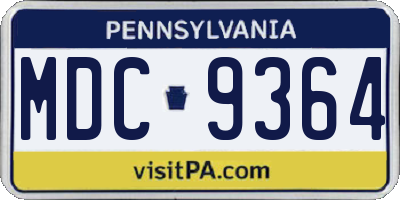 PA license plate MDC9364