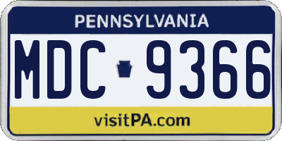 PA license plate MDC9366