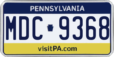PA license plate MDC9368