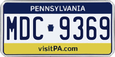 PA license plate MDC9369