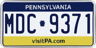 PA license plate MDC9371