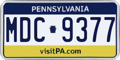 PA license plate MDC9377