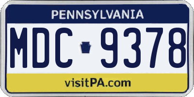 PA license plate MDC9378